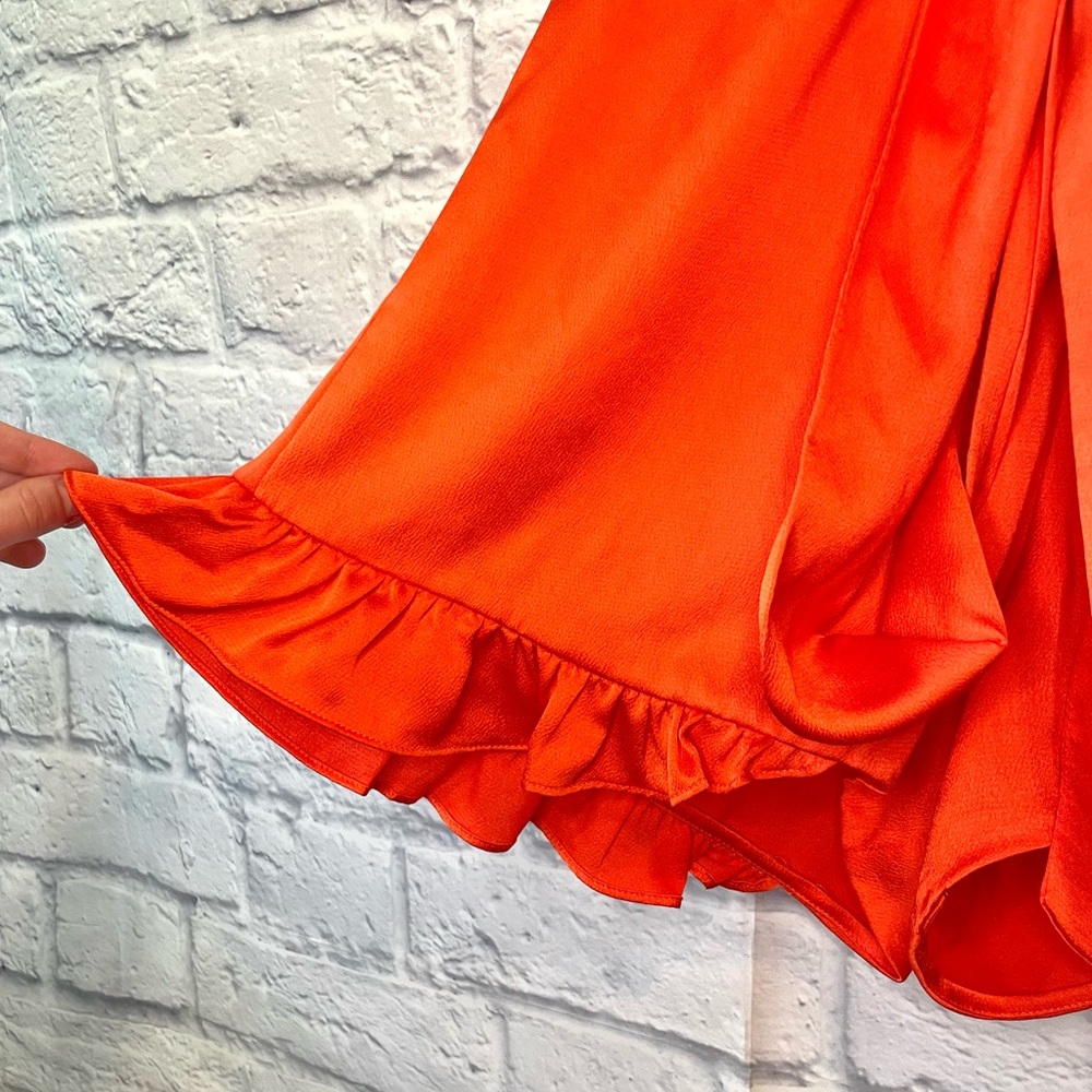 Alexis indir red satin ruffle tie romper - Picture 4 of 8